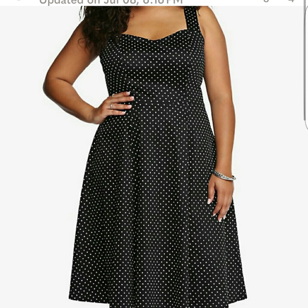 Torrid Black and White Polka Dot Midi Dress